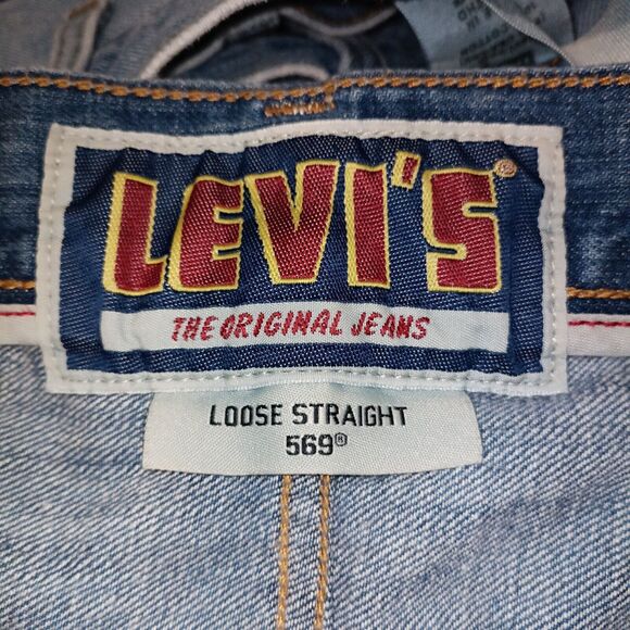 Levis 569 Jeans Men's 40x32 Blue Light Wash Denim Loose Straight - Picture 11 of 16